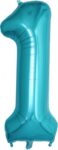 Folieballon Cijfer 1 - Blauw - 86 cm