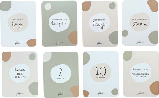 Jikkies® Mijlpaalkaarten - Dubbelzijdig - 16 Stuks