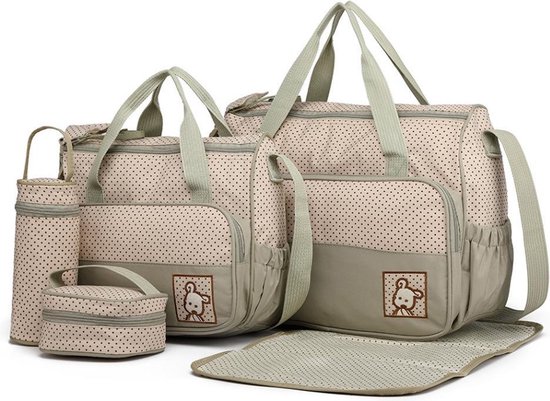 Miss Lulu Luiertas - 5-delige Verzorgingstas - Grijs