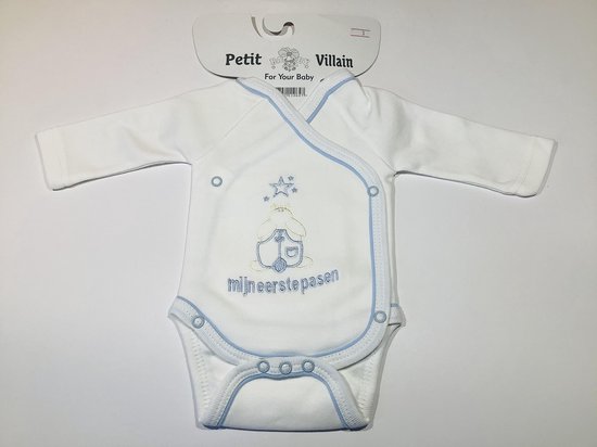 Petit Villain Rompertje "Mijn eerste Pasen" - Blauw - Maat 56/62