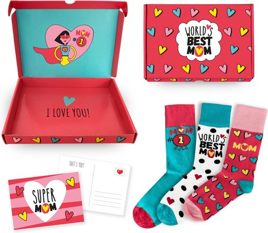 Cadeauset "s' Werelds Beste Mama"- 3 Paar - Maat 35-40