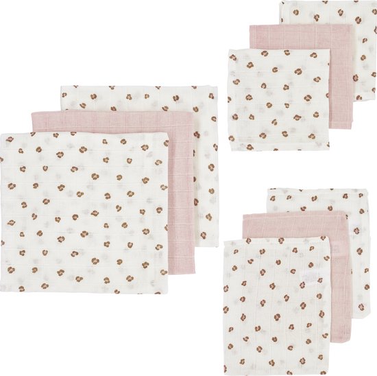 Meyco Baby hydrofiele doekjes - Starterset - soft pink - 9 stuks - 70 x 70 cm