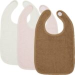 Meyco Baby slabbetjes van badstof - 3 stuks - Wit, pink, toffee