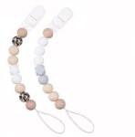 Miniiyou Speenkoord Baby - Siliconen Kralen - Wit, Blauwgrijs, Panterprint - 2 Stuks