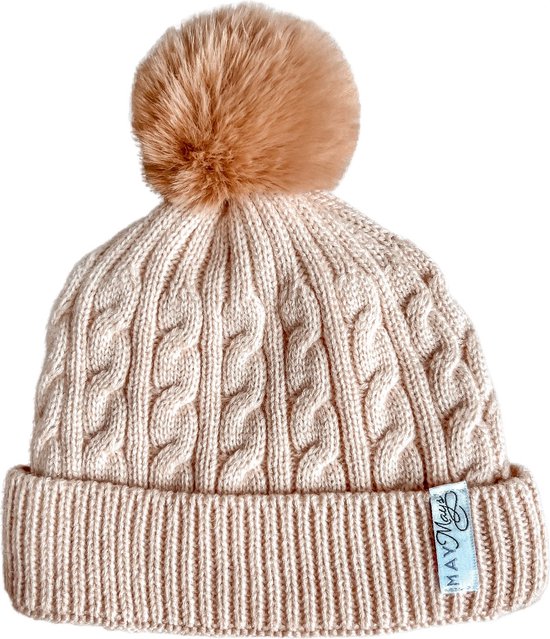 May Mays Gebreide Babywintermuts - Beige