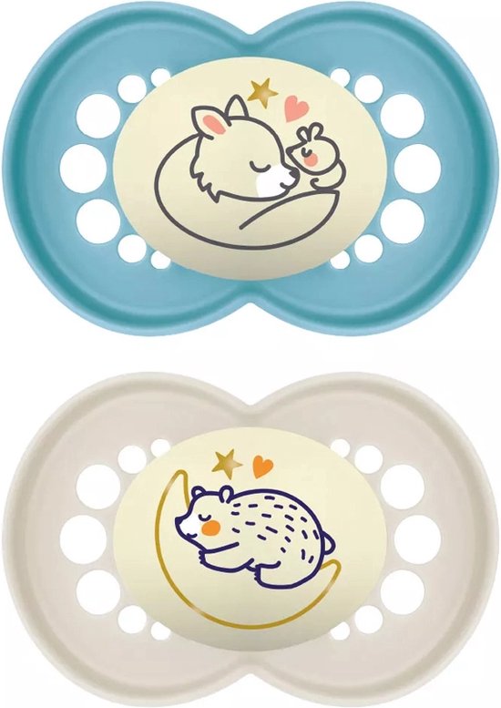 MAM Fopspeen Pure Night Siliconen - blauw - 2 stuks - 6-16 maanden