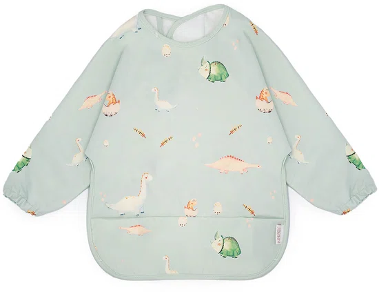 J. Børn Slabbetje Lange Mouwen met Brede Opvangbak - Dinosaurussen