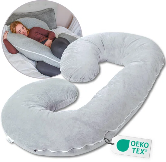 Ella® Zwangerschapskussen- C-vorm - 150 x 70 cm - Lichtgrijs