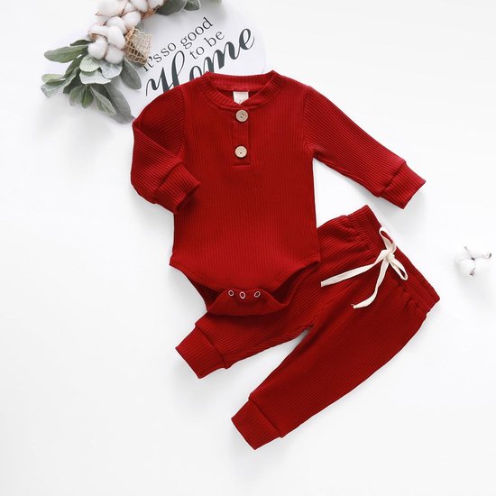 Newborn Kleding - 2-delig - Rood - Maat 56/62